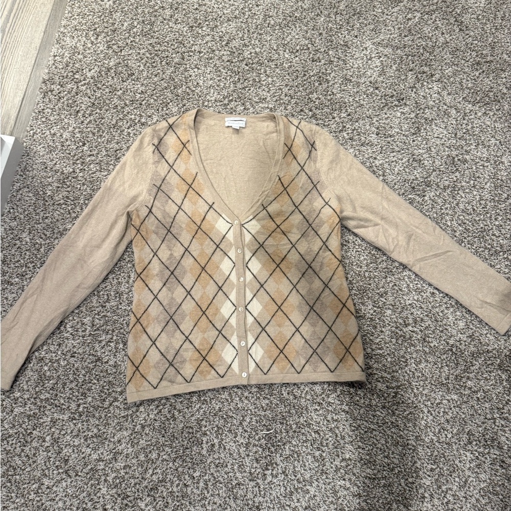 Charter Club Tan Cashmere Cardigan Sweater
